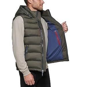 Tommy Hilfiger Men's Hooded Puffer Vest, Olive, XX-LargeHeavy weight puffer vest